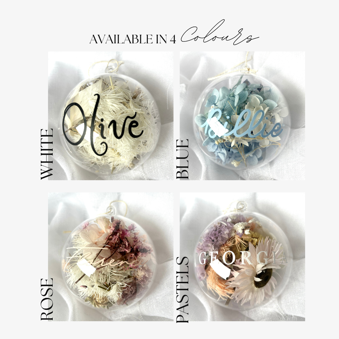 Personalised Dried Floral Christmas Baubles