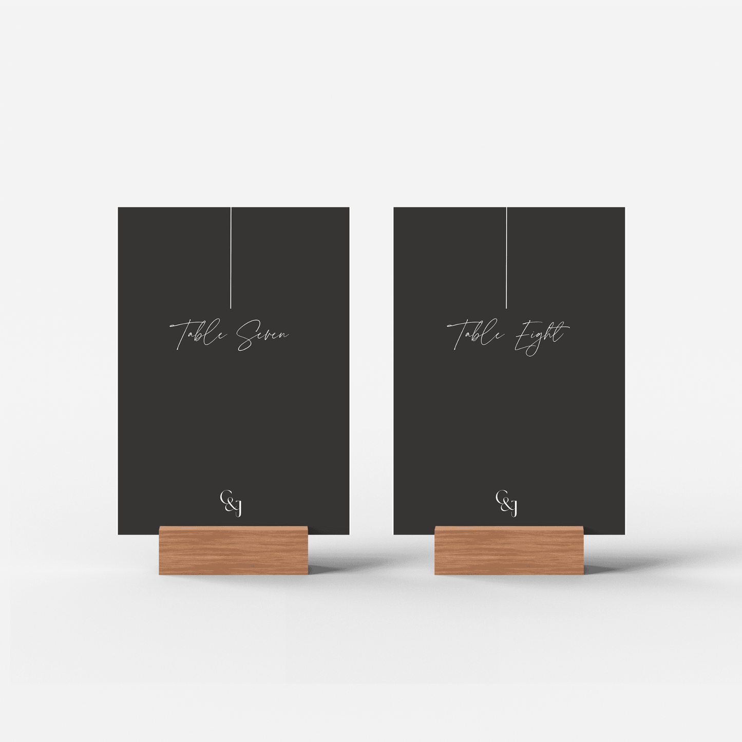 Black tie table numbers for weddings, designed for seating charts and Melbourne wedding stationery