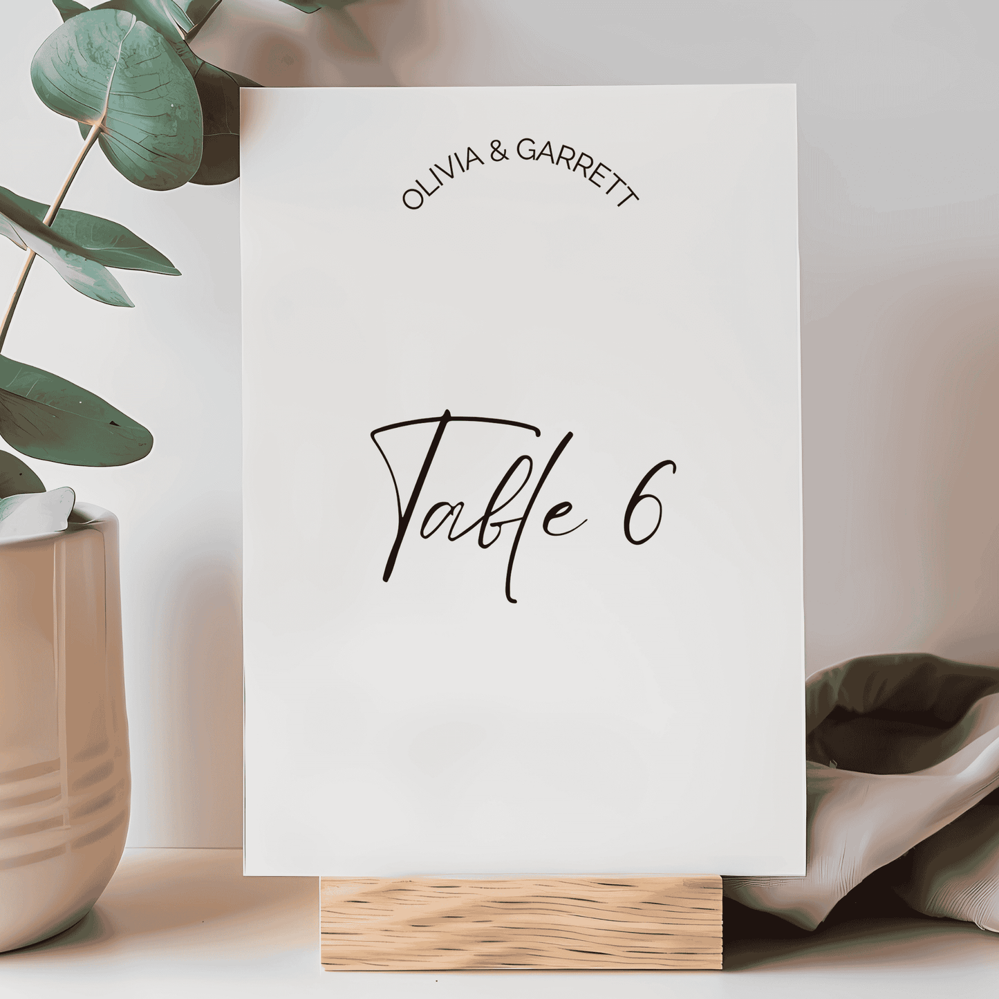 Classic table numbers for weddings, designed to complement seating charts and natural table settings.