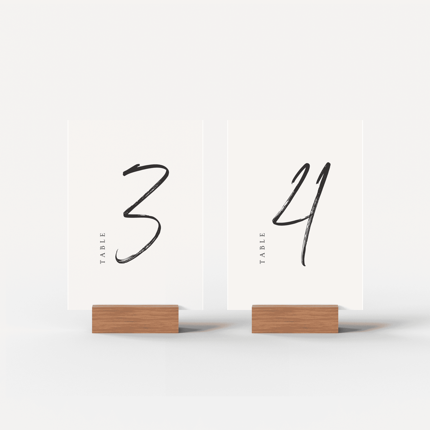 Set of wedding table numbers 3 and 4, ideal for reception décor and custom wedding stationery