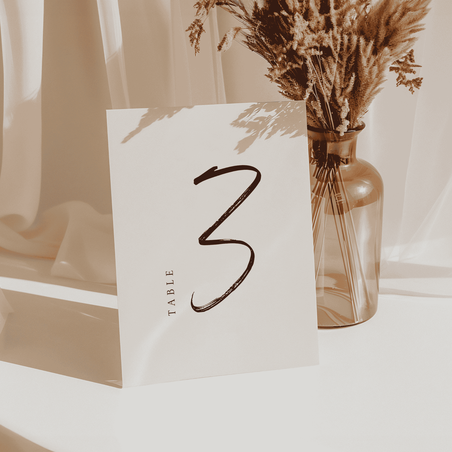 Table number 3 wedding sign, perfect for reception seating charts and custom wedding stationery