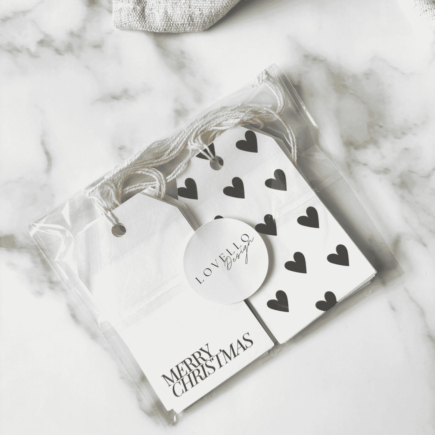 Handmade Christmas gift tags with heart pattern, ideal for wedding favours, wedding stationery and personalised gift wrapping