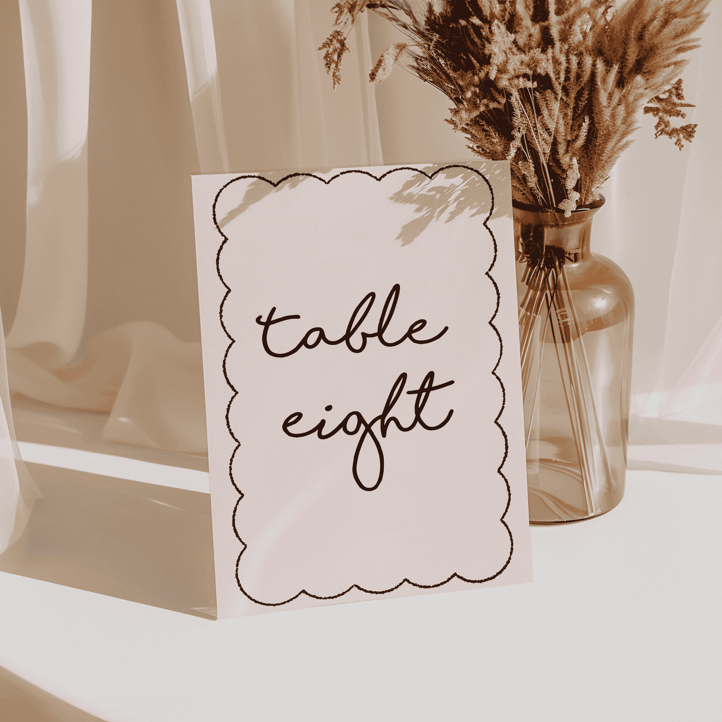 Paris wedding table number sign with scalloped border, ideal for personalised reception stationery