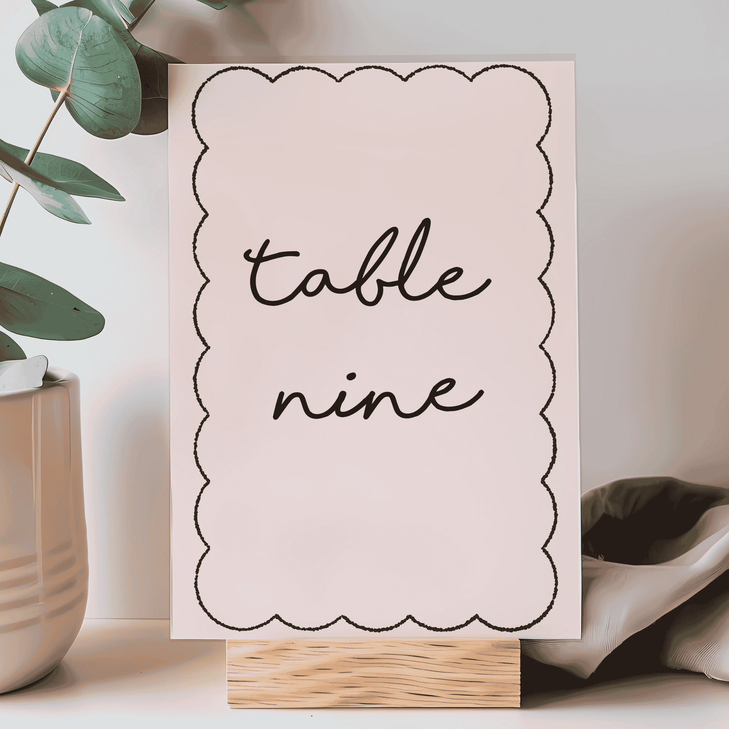 Paris style table number card with scalloped edge, the perfect wedding decor detail for guest tables