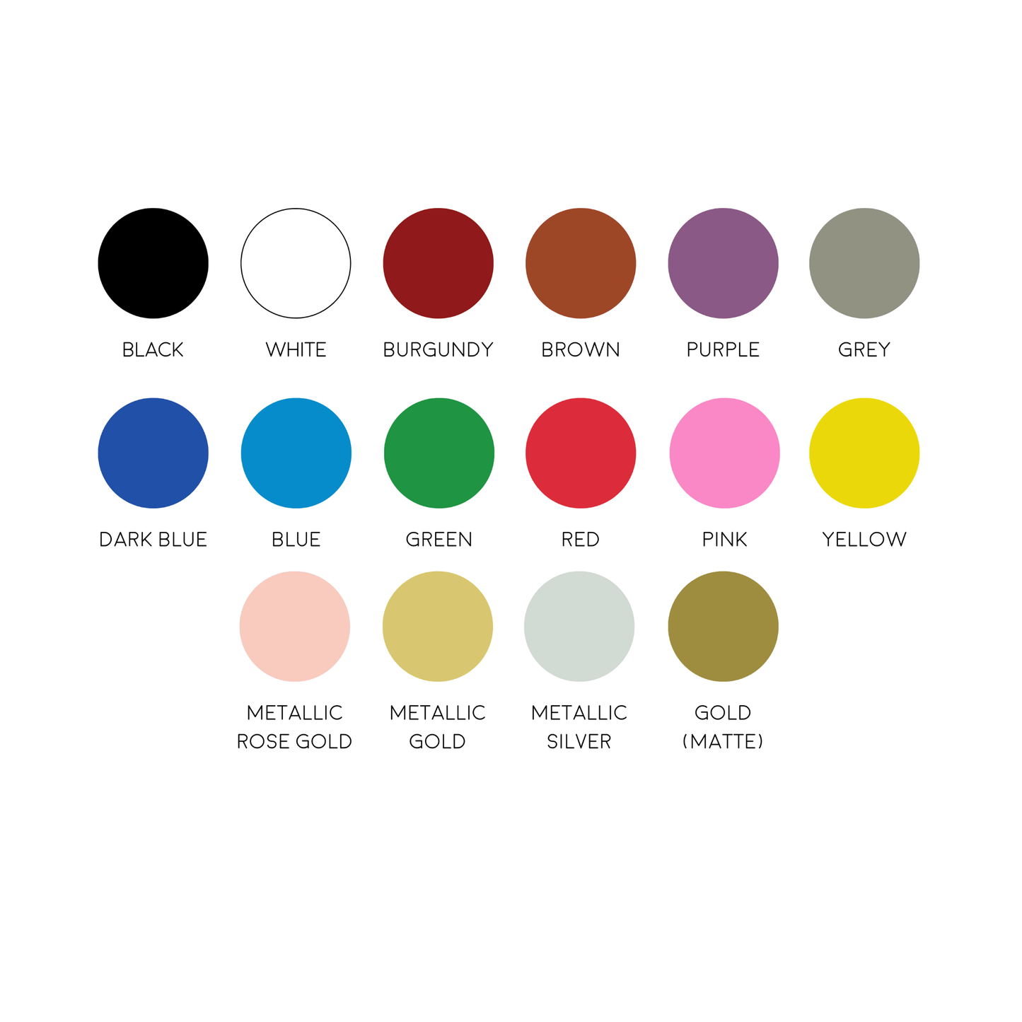 Text colour options for personalised wedding ribbons, invitation suites and stationery