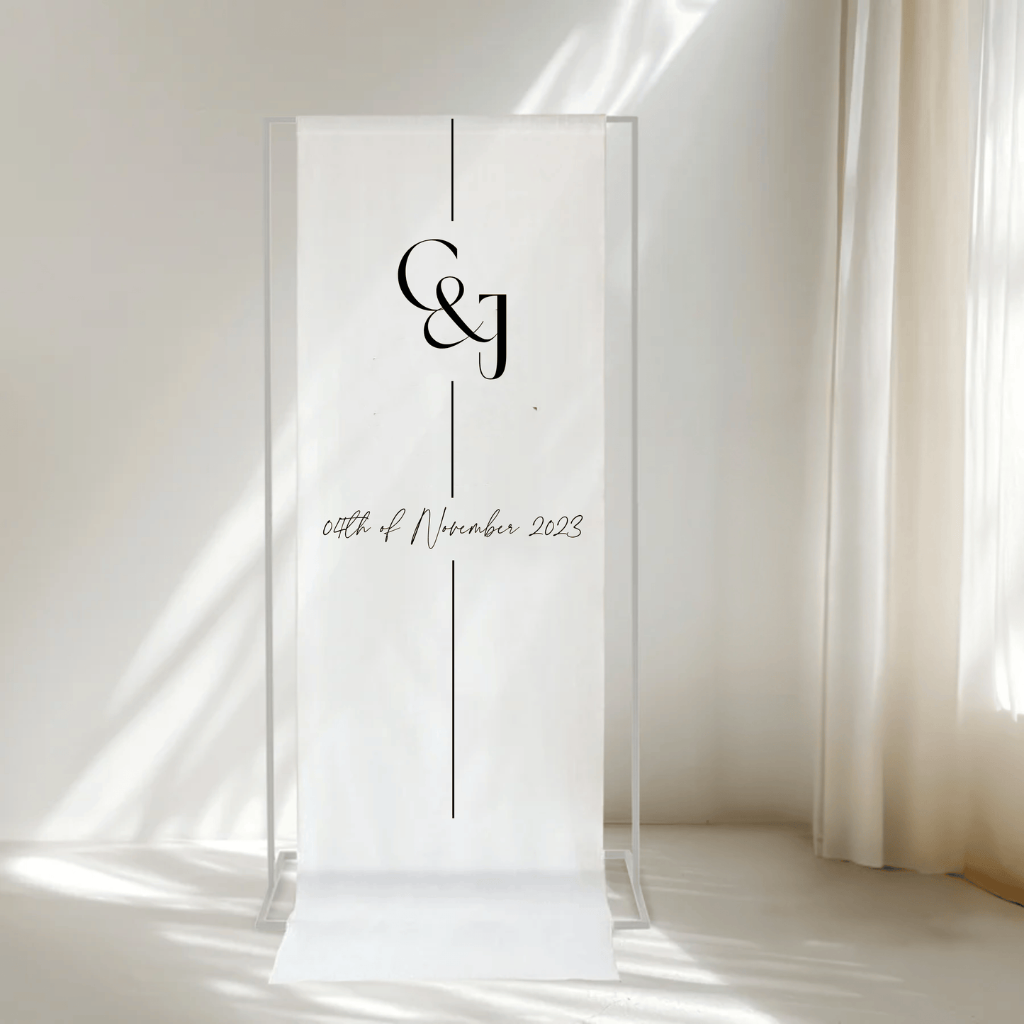Black Tie Fabric Welcome Sign
