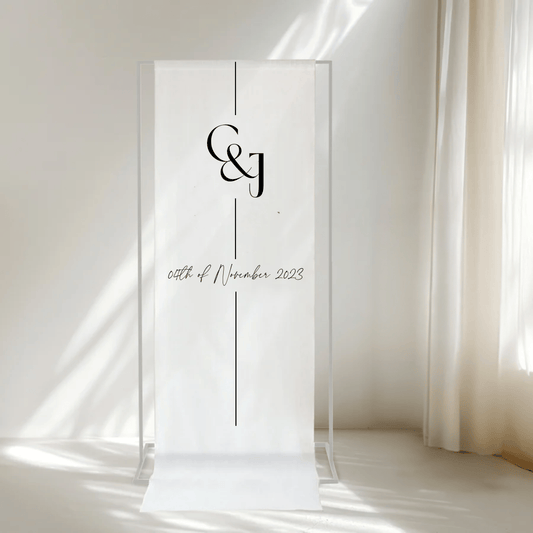 Black Tie Fabric Welcome Sign