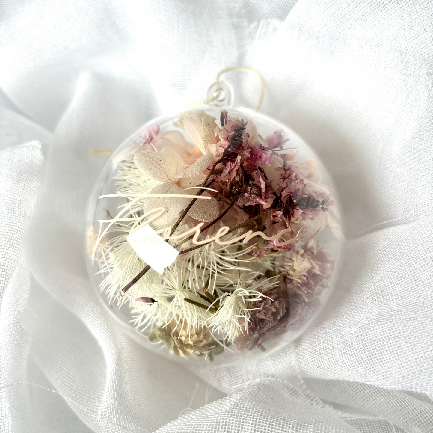 Personalised Dried Floral Christmas Baubles