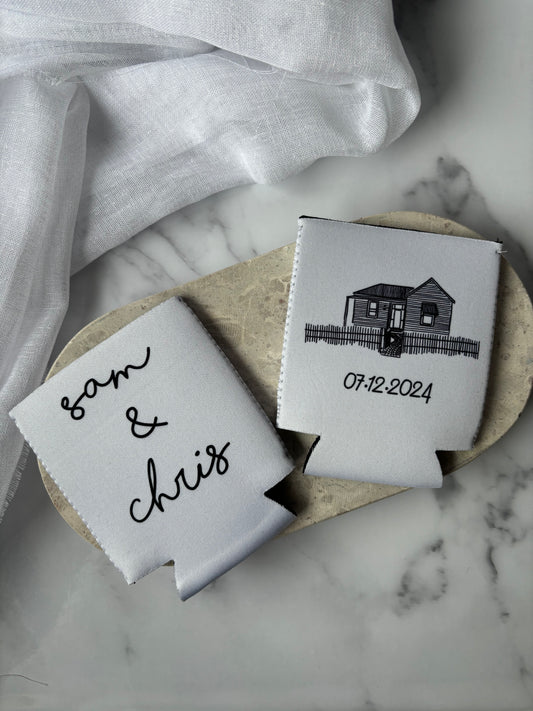 Personalised Stubby Holders with Custom Venue Illustration