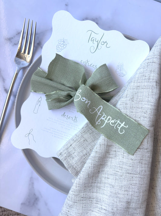 Personalised Hand Pressed Pleated Chiffon Ribbons