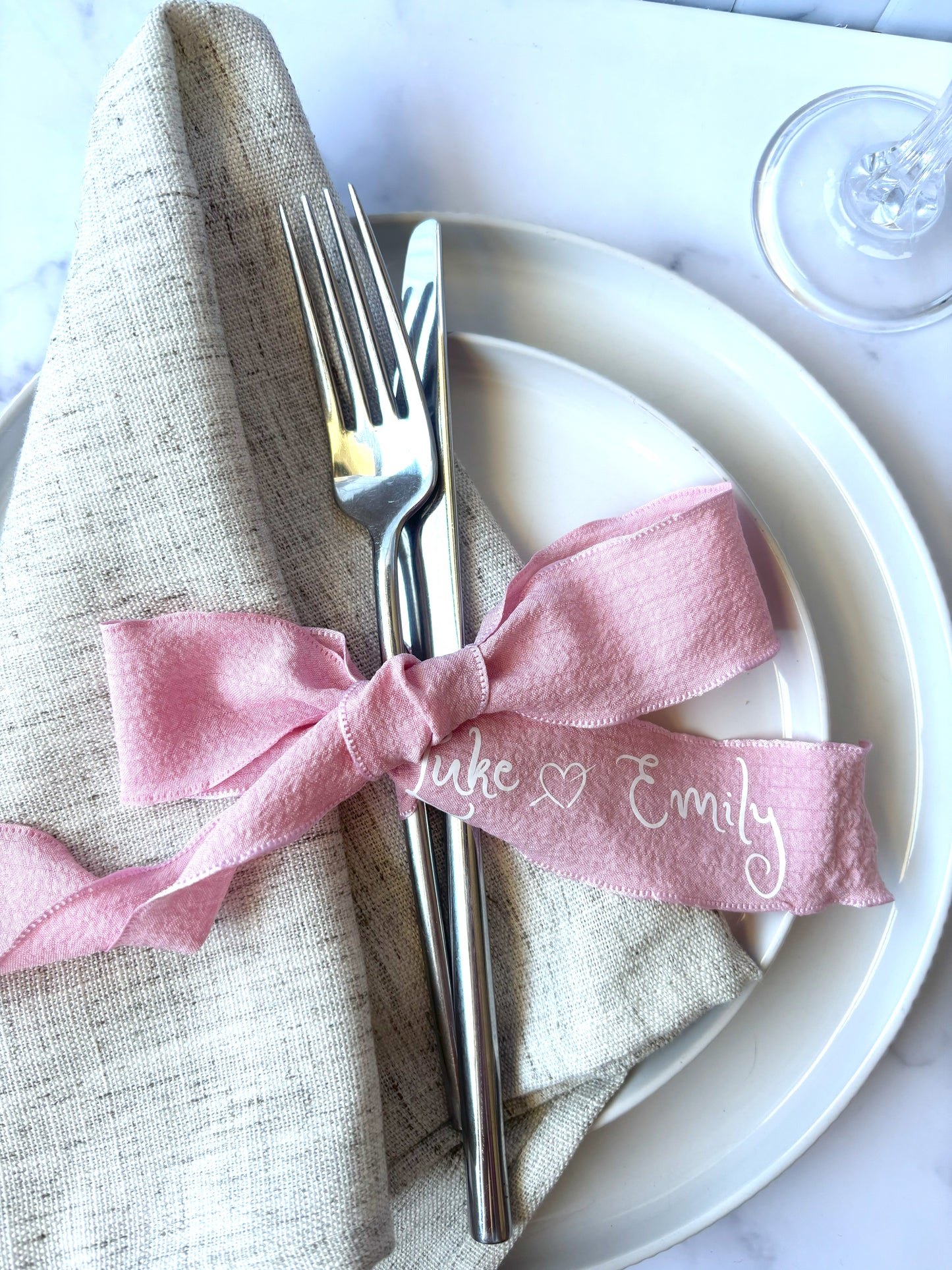 Personalised Hand Pressed Pleated Chiffon Ribbons