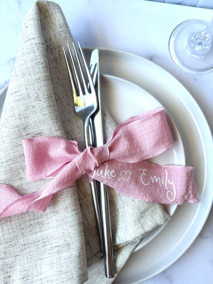 Personalised Hand Pressed Pleated Chiffon Ribbons