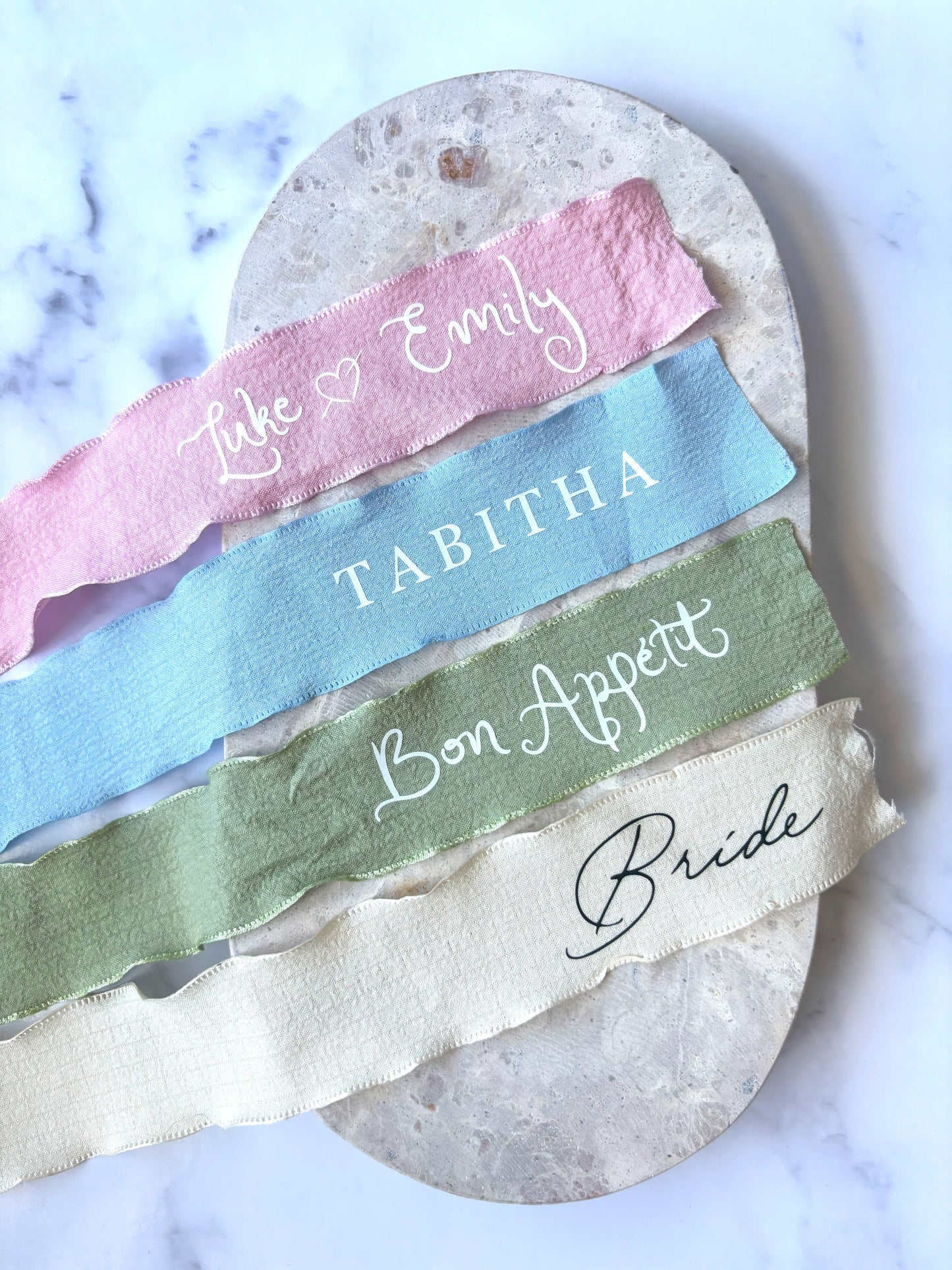 Personalised Hand Pressed Pleated Chiffon Ribbons