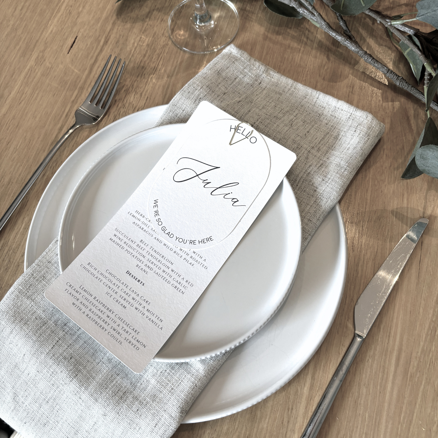 Romance Cardstock Place Settings