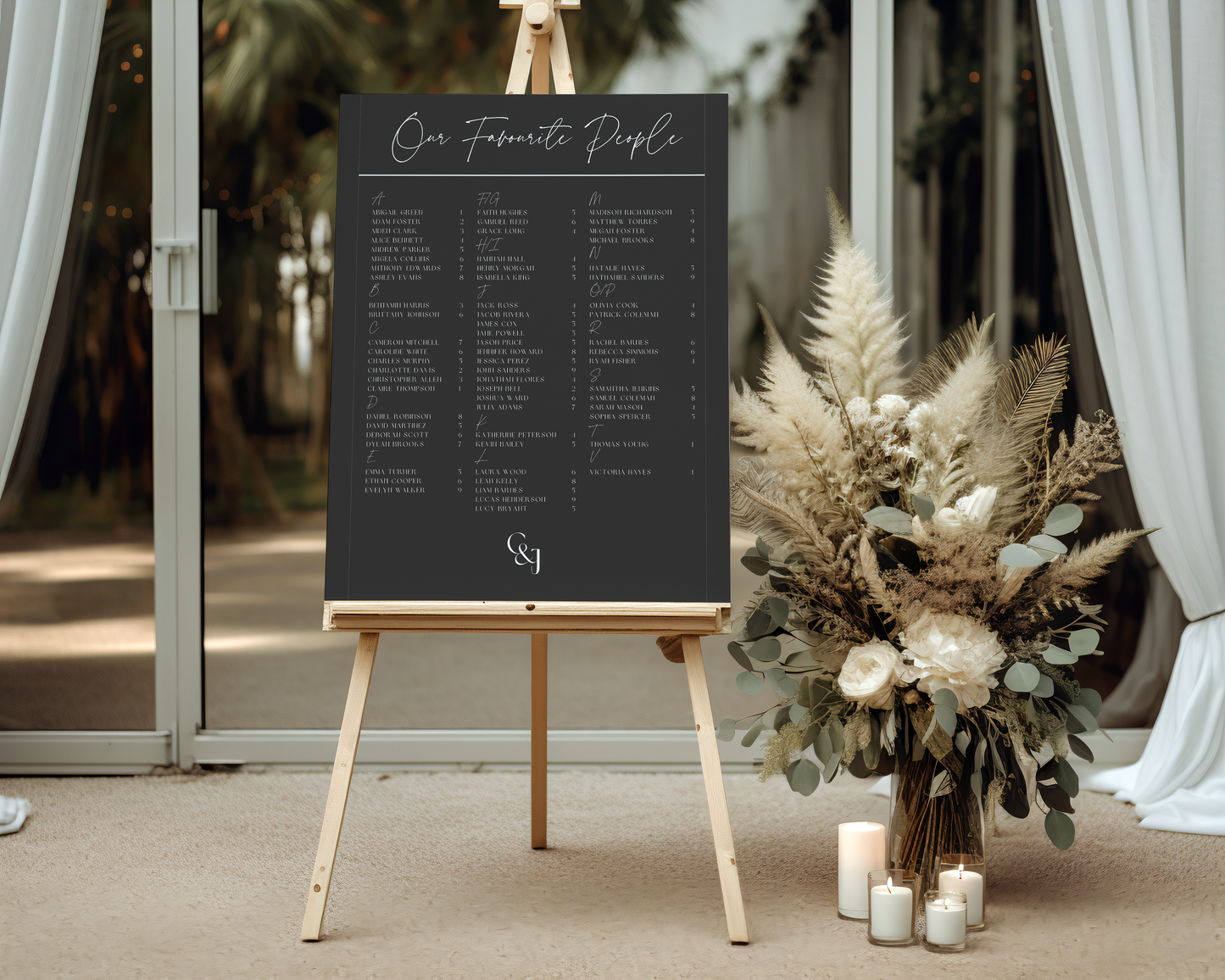 Black Tie Seating Sign