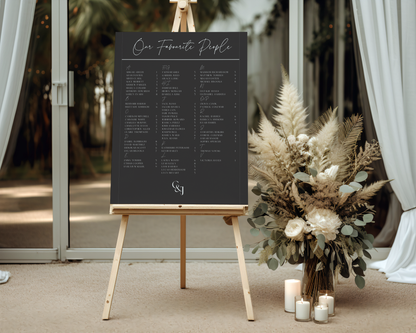 Black Tie Seating Sign