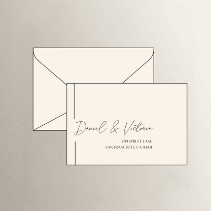 Black Tie printed wedding invitation envelope in ivory for stylish wedding invites and bespoke stationery sets