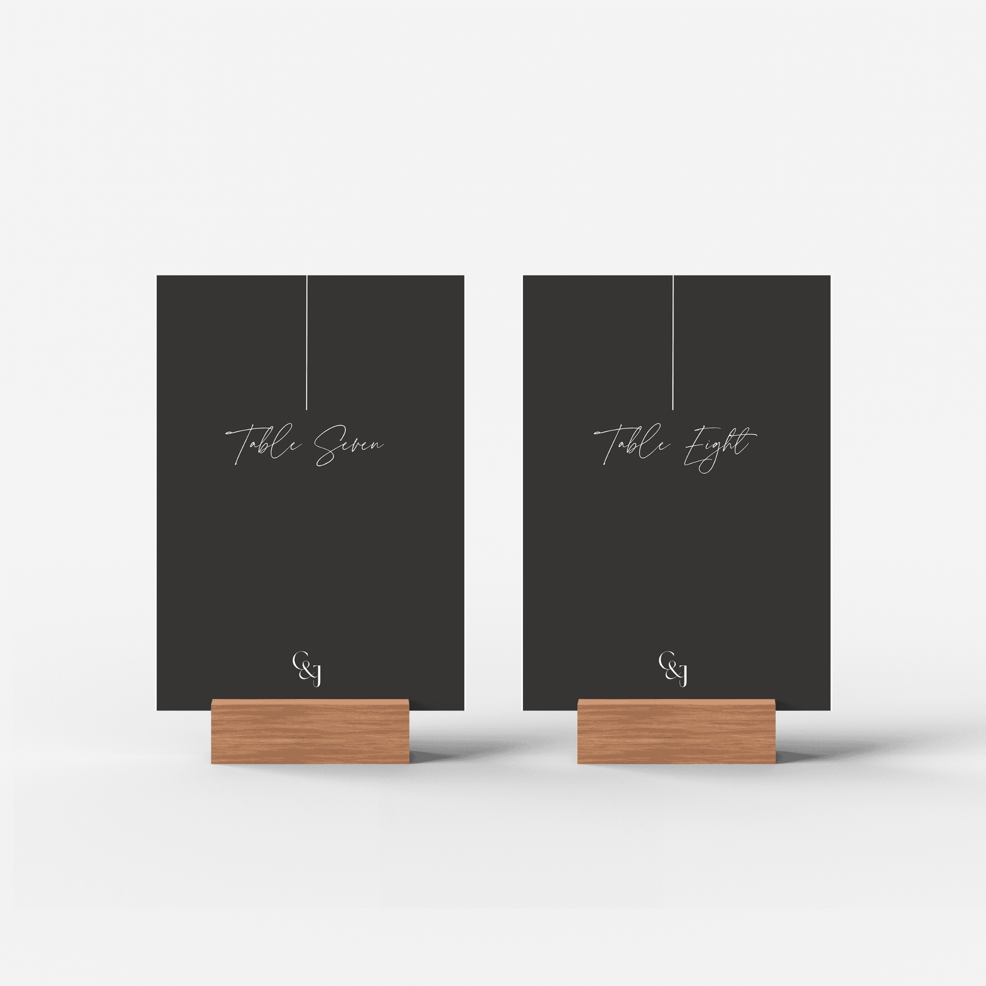 Black tie table numbers for weddings, designed for seating charts and Melbourne wedding stationery