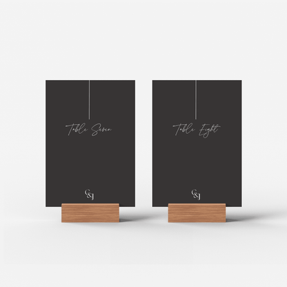 Black tie table numbers for weddings, designed for seating charts and Melbourne wedding stationery