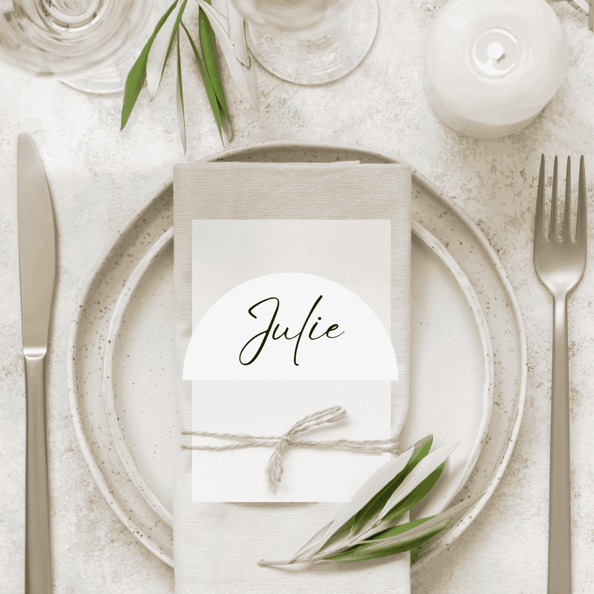 Classic wedding place card on cardstock, designed to pair with custom wedding invitations and stationery.