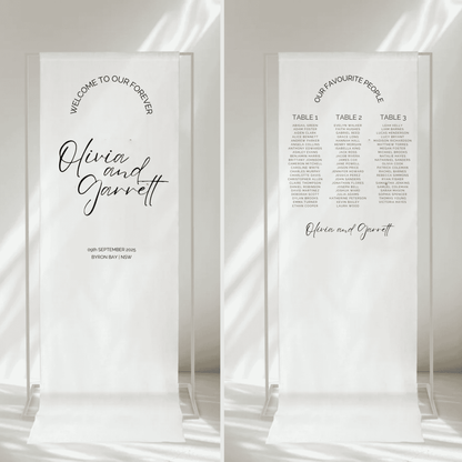 Classic fabric wedding signage bundle with seating chart and welcome sign for timeless wedding stationery and invites