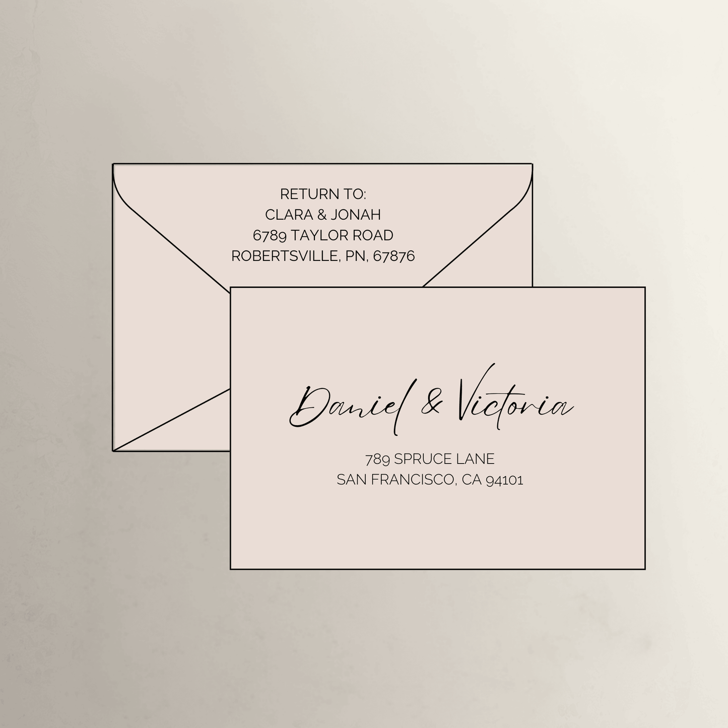 Classic Soft Peach wedding invitation envelopes for custom wedding stationery, save the dates and printed invitation sets