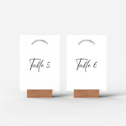 Classic wedding table signs in matching set, ideal for Melbourne weddings and custom invitation suites.