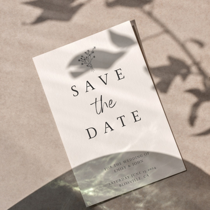 Custom handmade save the date card – simple wedding stationery for wedding invitations and save the dates in your dream wedding suite.