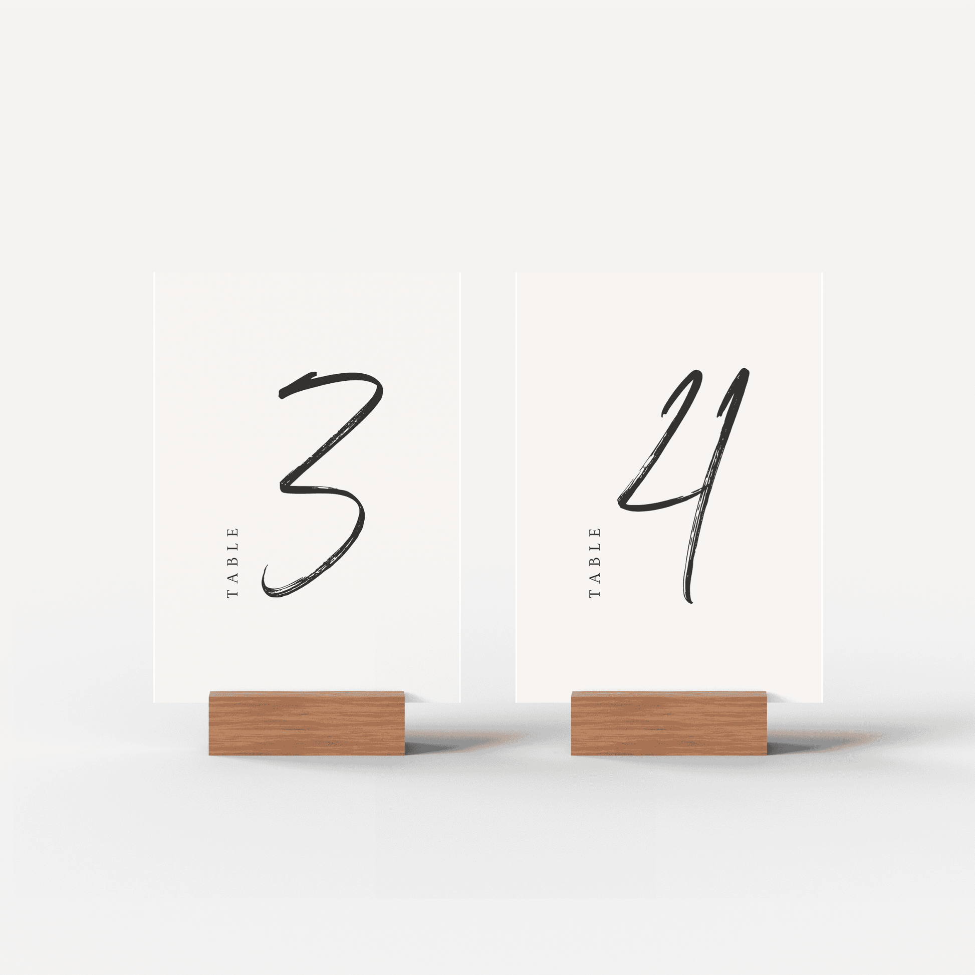 Set of wedding table numbers 3 and 4, ideal for reception décor and custom wedding stationery