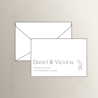 White printed envelope with floral detail for wedding invitations save the dates and personalised stationery
