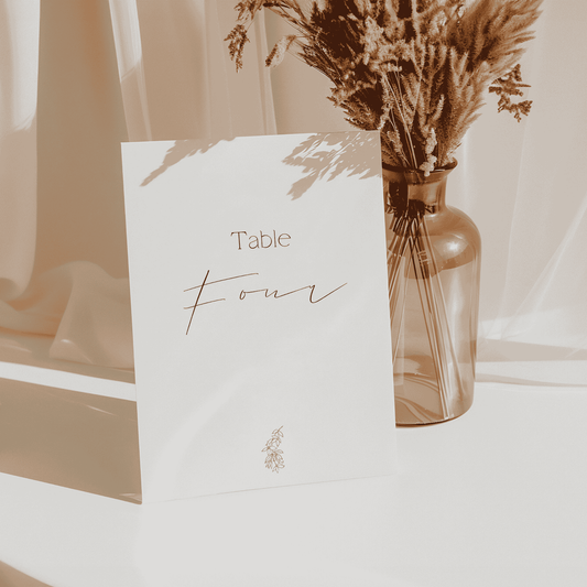 Flora table number four with floral design perfect for wedding table signs and wedding stationery