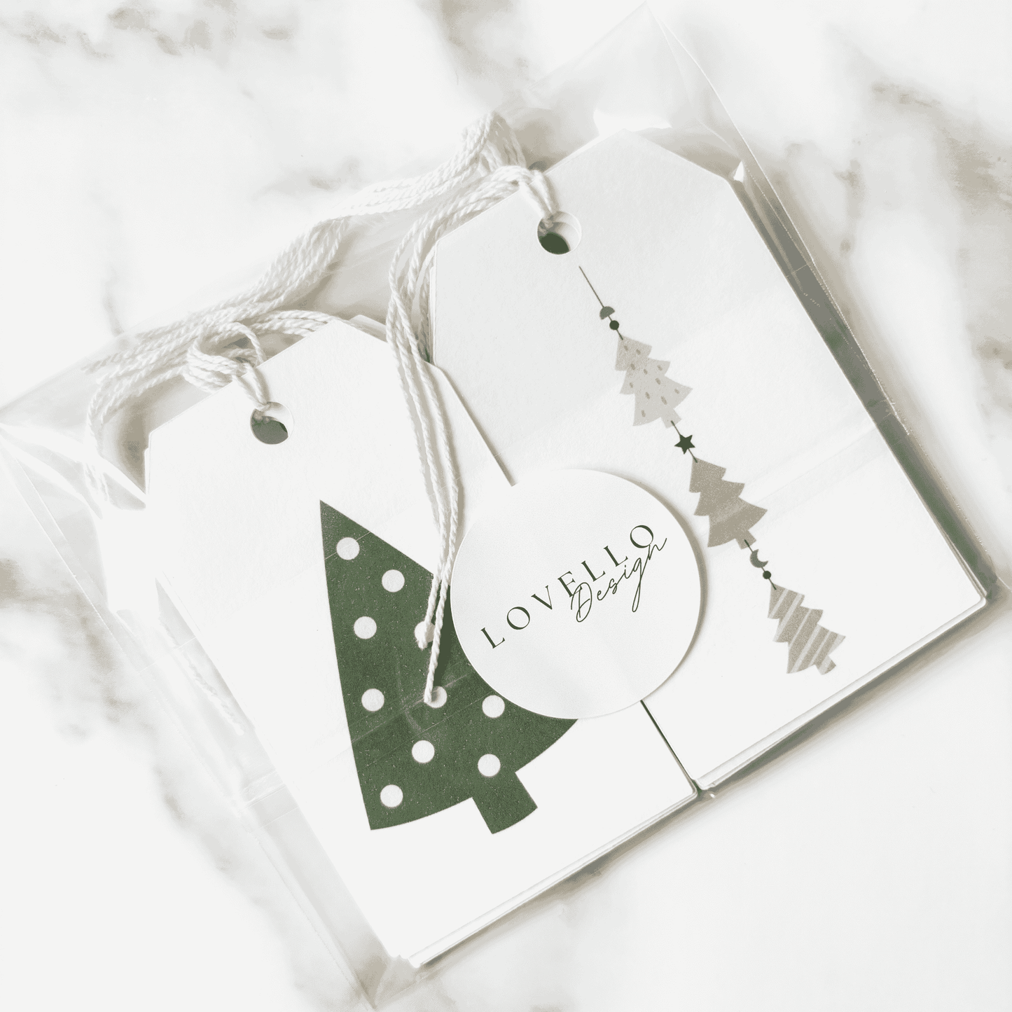 Handmade paper Christmas gift tags with tree design, perfect for Christmas gift wrapping, festive packaging and seasonal decorations