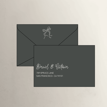 Cinder handwritten printed envelopes for custom wedding invitation suites and Melbourne wedding stationery