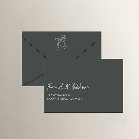 Cinder handwritten printed envelopes for custom wedding invitation suites and Melbourne wedding stationery