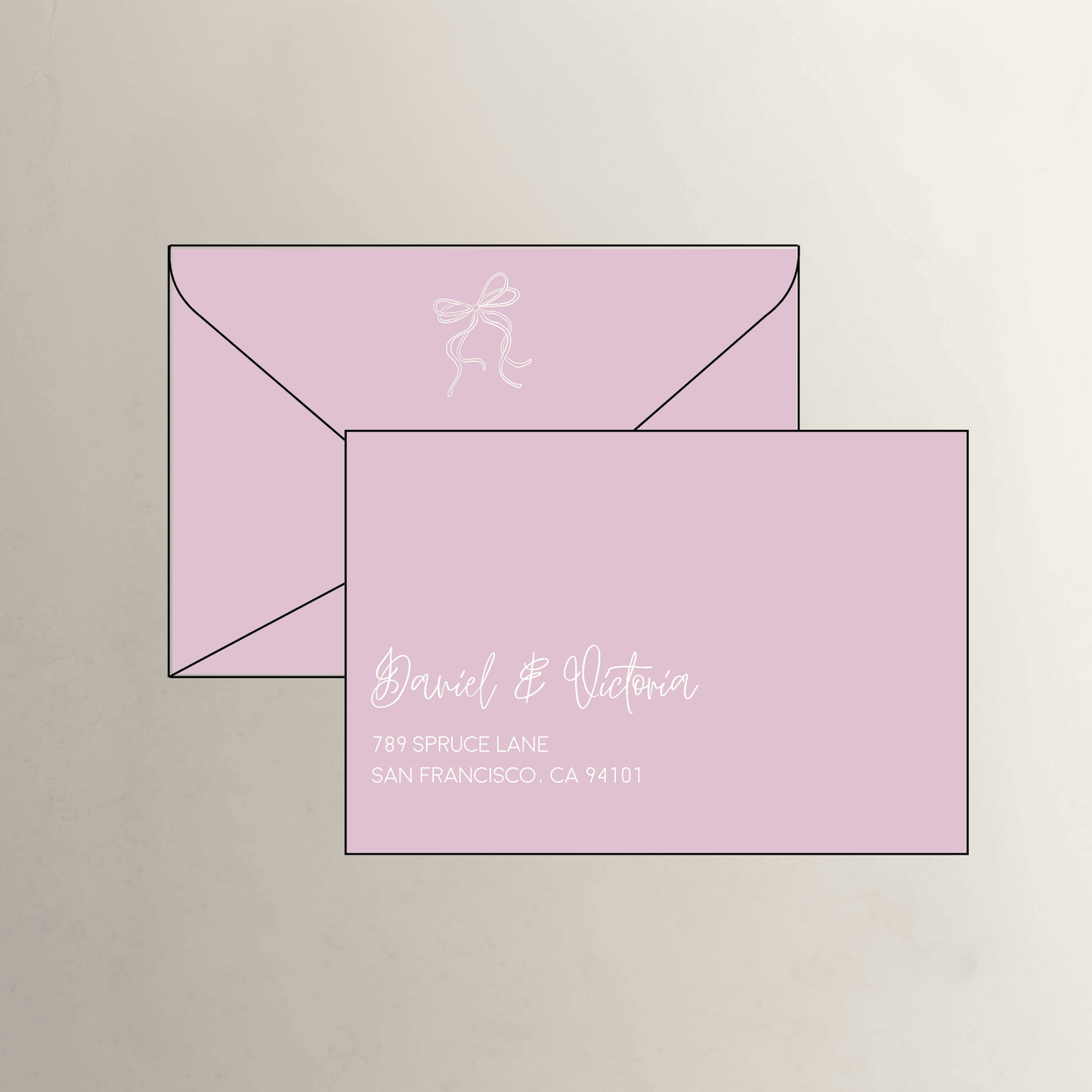 Pink handwritten printed envelopes for beautiful wedding invitations and suites, perfect for wedding stationery