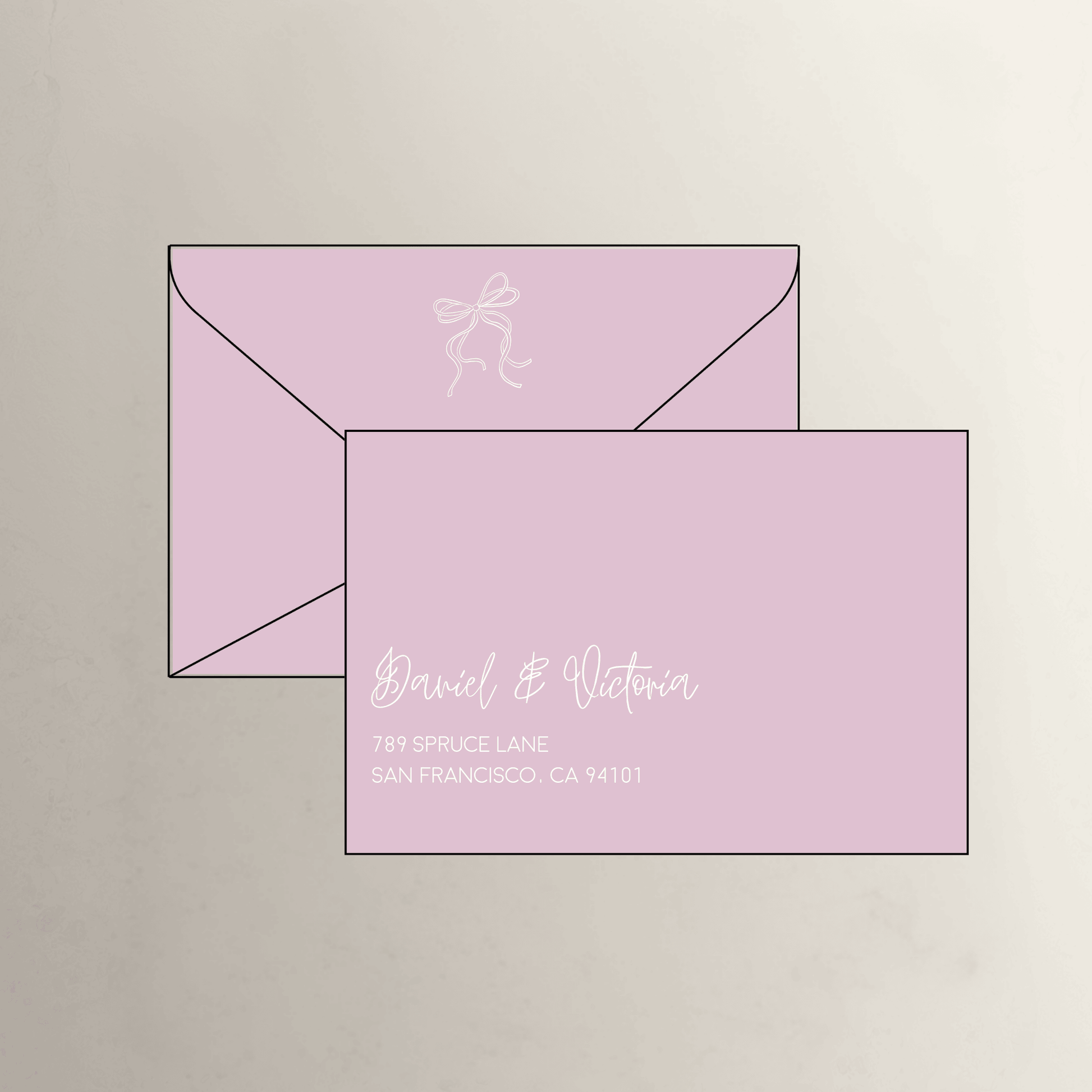 Pink handwritten printed envelopes for beautiful wedding invitations and suites, perfect for wedding stationery
