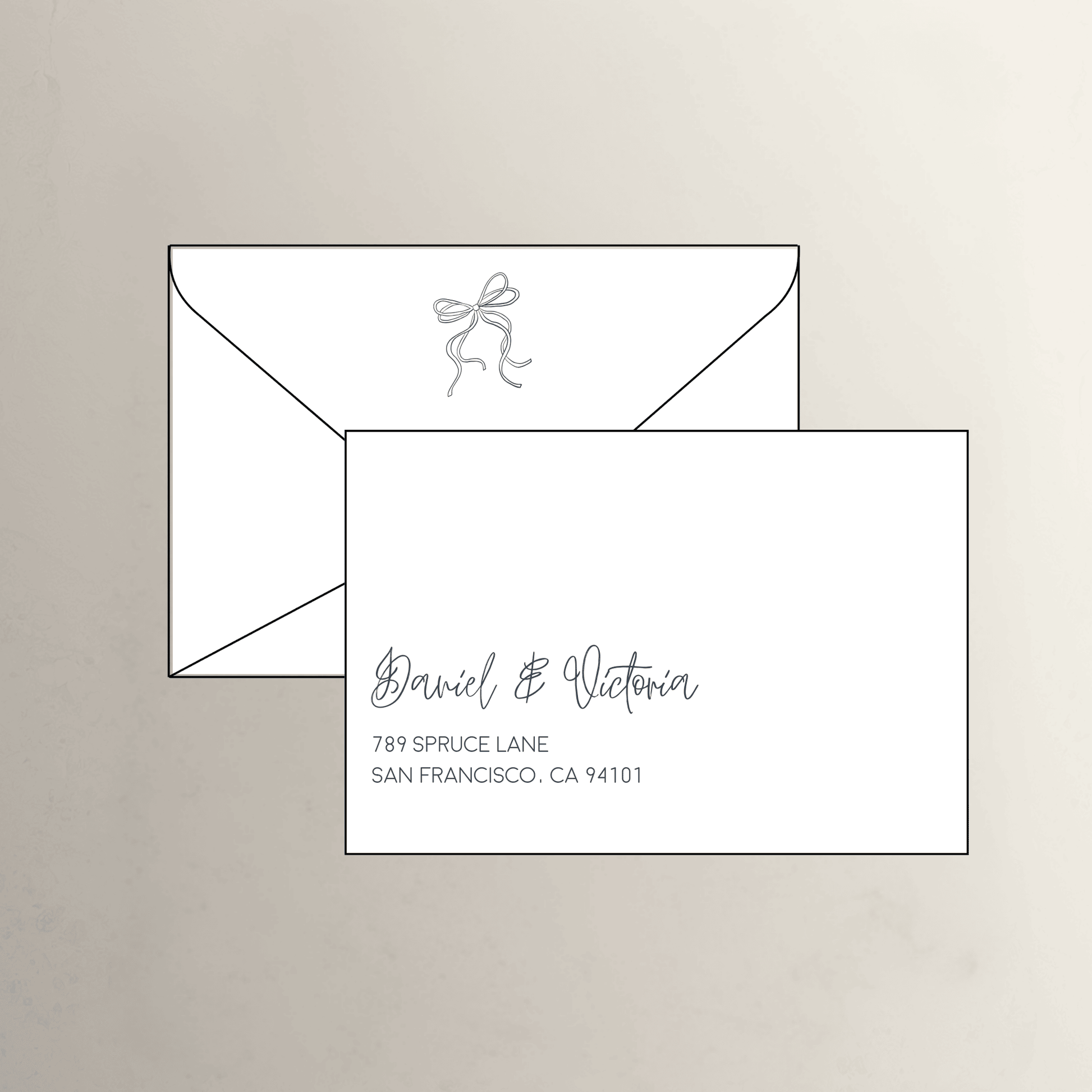 White handwritten printed envelopes for beautiful wedding invitations and suites, perfect for wedding stationery