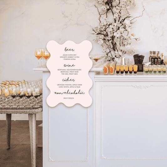 Paris style wedding bar sign styled at modern indoor bar, perfect for wedding bar sign displays, event design and wedding stationery styling