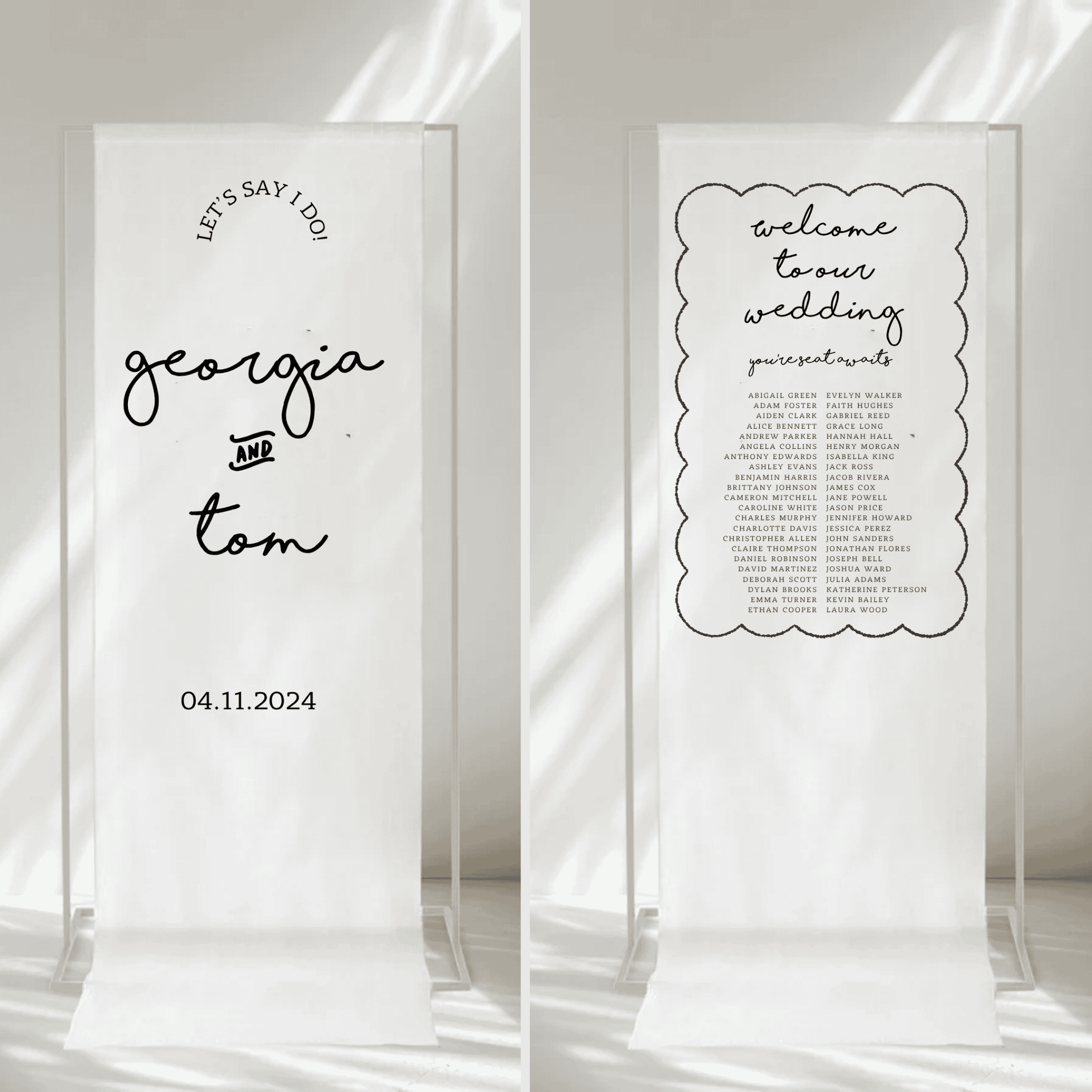 Paris fabric wedding signage bundle with welcome sign and seating chart to match wedding stationery and invitation suite