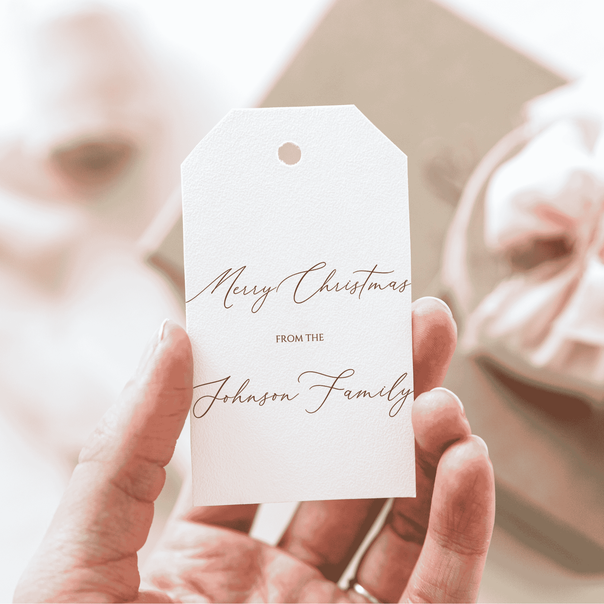 Personalised Christmas gift tag with handwritten script, custom stationery accessory for gift wrapping and seasonal events