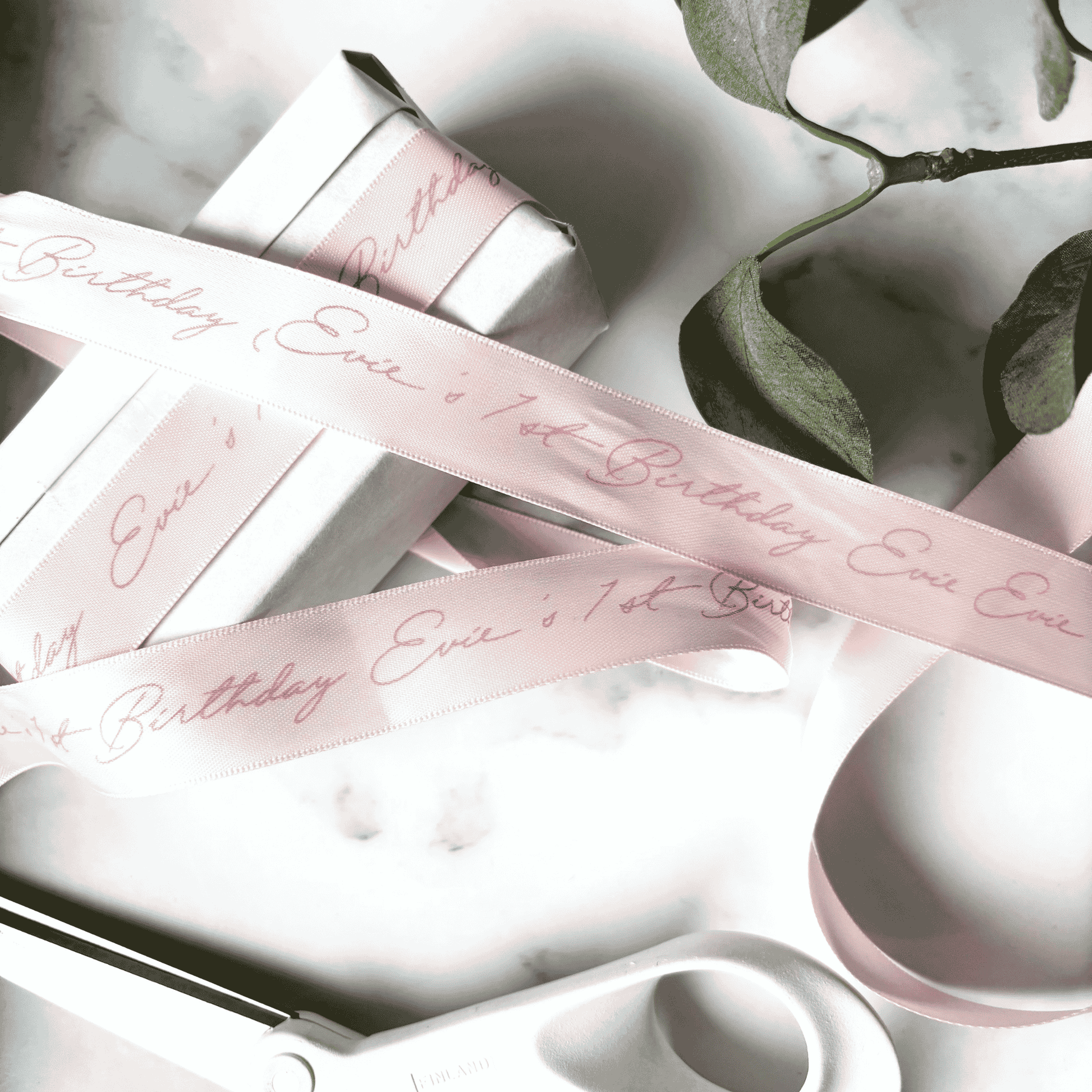 Printed baby pink ribbon for wedding invitation suites, stationery and wedding accessories