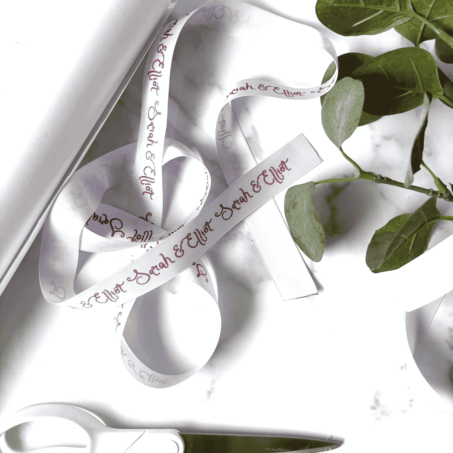 Printed ribbon for wedding invitation suites, custom wedding stationery and packaging