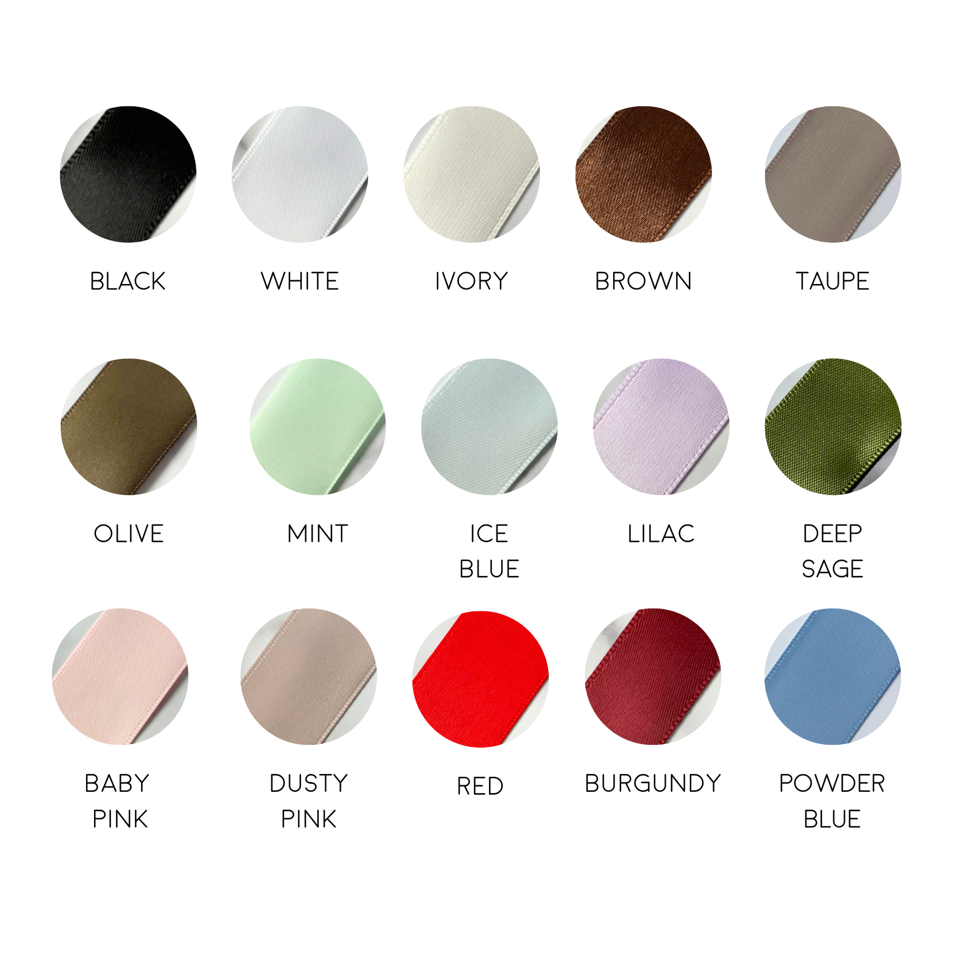 Ribbon colour options for personalised wedding stationery, invitations and packaging