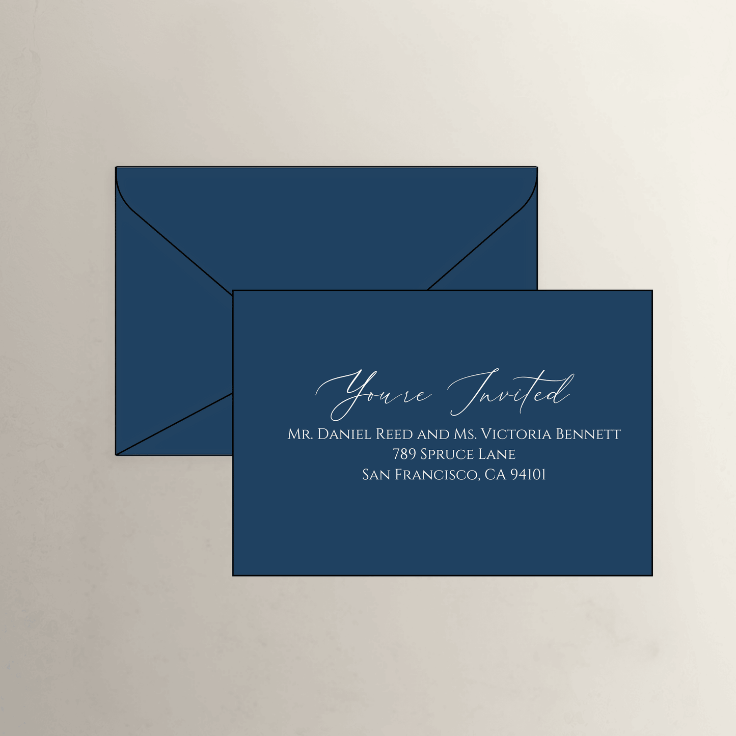 Romance theme printed wedding invitation envelope in midnight for wedding invitation printing and custom stationery