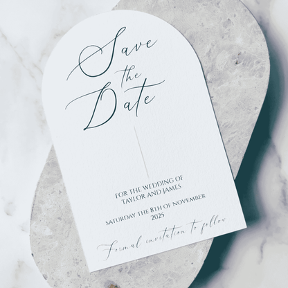 Embossed save the date wedding invitations in arch design, custom wedding stationery for dream wedding suites