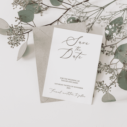 Romance save the date card with natural envelope, custom made wedding invitations and wedding invitation suites