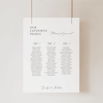 Romance wedding seating chart, wedding seating sign and wedding stationery Australia