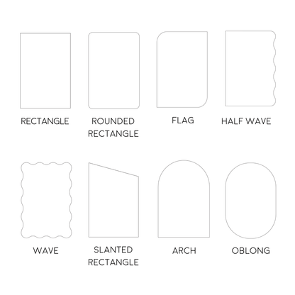 Wedding sign shapes including arch and wave, wedding signage and table signs