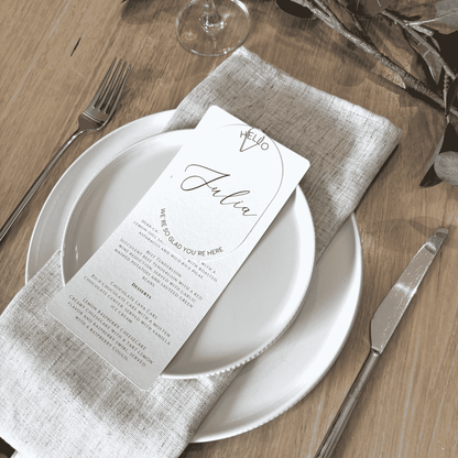 Romance wedding stationery with custom wedding invitations and placement cards for wedding table settings